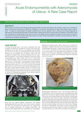 Acute Endomyometritis with Adenomyosis of Uterus- a Rare Case Report Pathology Section