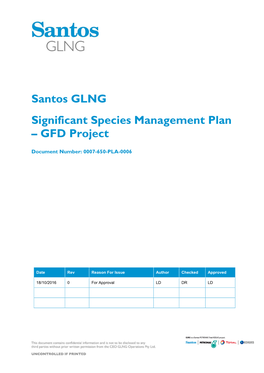 Significant Species Management Plan – GFD Project