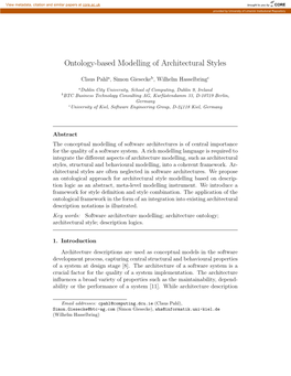 Ontology-Based Modelling of Architectural Styles