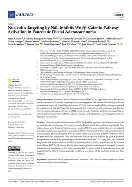 Nucleolin Targeting by N6L Inhibits Wnt/Β-Catenin Pathway Activation in Pancreatic Ductal Adenocarcinoma