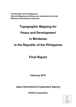 Topographic Mapping for Peace and Development in Mindanao in the Republic of the Philippines