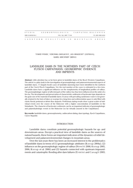 Landslide Dams in the Northern Part of Czech Flysch Carpathians: Geomorphic Evidence and Imprints