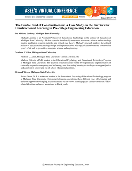 The Double Bind of Constructionism: a Case Study on the Barriers for Constructionist Learning in Pre-College Engineering Education