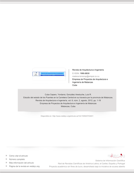 Estudio Del Estado De Los Puentes En La Carretera Central En Su Travesía Por La Provincia De Matanzas