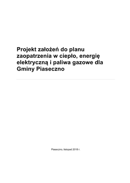 Projekt Założeń Do Planu Zaopatrzenia W Ciepło, Energię Elektryczną I Paliwa Gazowe Dla Gminy Piaseczno