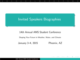 Invited Speaker Biographies