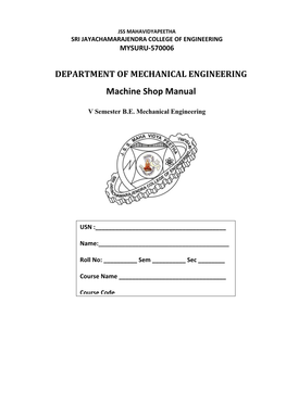 Machine Shop Manual