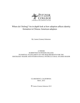 Where Do I Belong? an In-Depth Look at How Adoption Affects Identity Formation in Chinese American Adoptees