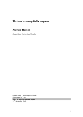 The Trust As an Equitable Response