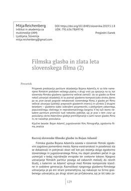 Filmska Glasba in Zlata Leta Slovenskega Filma (2)