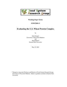 Evaluating the U.S. Wheat Protein Complex