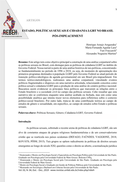 Artigos Estado, Políticas Sexuais E Cidadania Lgbt No Brasil Pós-Impeachment