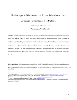 Evaluating the Effectiveness of Private Education Across Countries : A