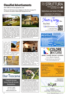 Classified Advertisements ~ July 2017 Issue