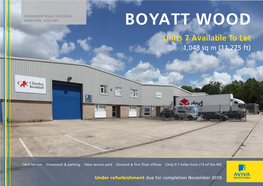 BOYATT WOOD Units 7 Available to Let 1,048 Sq M (11,275 Ft)