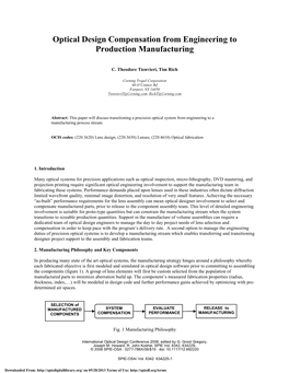 Optical Design Compensation from Engineering to Production Manufacturing