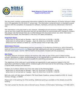 Noble Network of Charter Schools Supplemental Document This