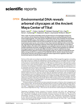 Environmental DNA Reveals Arboreal Cityscapes at the Ancient Maya Center of Tikal David L