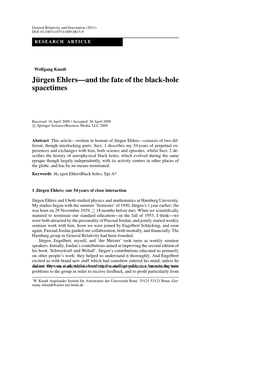 J ¨Urgen Ehlers—And the Fate of the Black-Hole Spacetimes