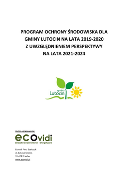 Program Ochrony Środowiska Dla Gminy Lutocin Na Lata 2019-2020 Z Uwzględnieniem Perspektywy Na Lata 2021-2024