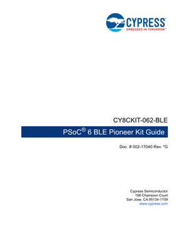 CY8CKIT-062-BLE Psoc® 6 BLE Pioneer Kit Guide