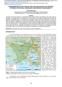 Groundwater in the Plain of the Crau (South-East of France): Between Historical Abundance and Modern Vulnerability