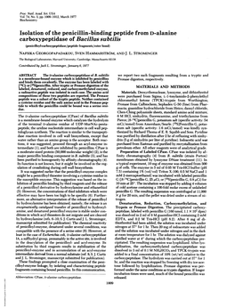 Isolation of the Penicillin-Binding Peptide from D-Alanine