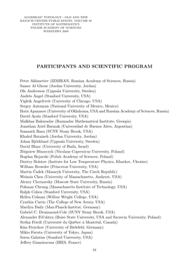 Participants and Scientific Program