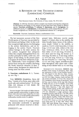 A Revision of the Teucrium Cubense (Lamiaceae) Complex