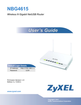 NBG4615 Wireless N Gigabit Netusb Router