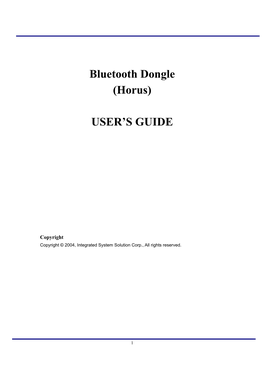 Bluetooth Dongle (Horus) USER's GUIDE