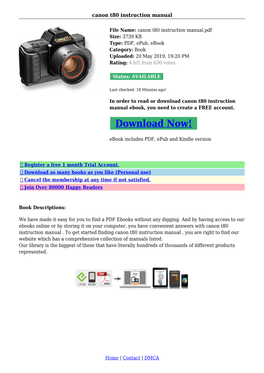 Canon T80 Instruction Manual