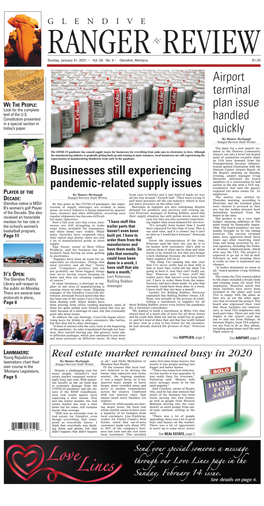 Glendive Ranger-Review Sunday, January 31, 2021฀•฀Page 2Glendive