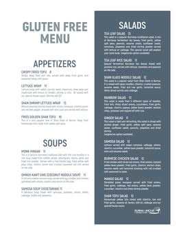 Gluten Free Menu