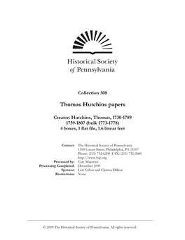 Thomas Hutchins Papers