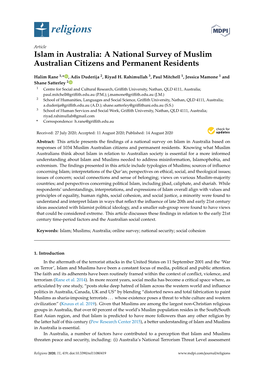 Islam in Australia: a National Survey of Muslim Australian Citizens and Permanent Residents