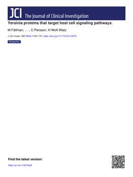 Yersinia Proteins That Target Host Cell Signaling Pathways