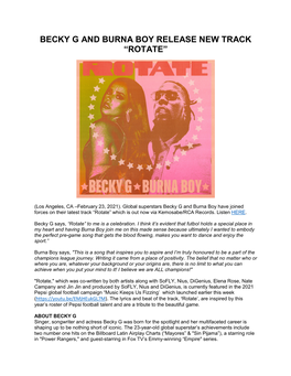 Becky G and Burna Boy Release New Track “Rotate”