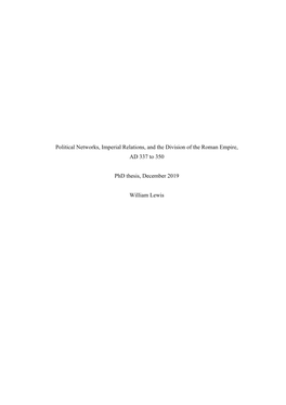 Political Networks, Imperial Relations, and the Division of the Roman Empire, AD 337 to 350