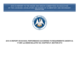 2015-16 Report on School Performance According to Requirements Under R.S