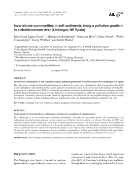 Invertebrate Communities in Soft Sediments Along a Pollution Gradient in a Mediterranean River (Llobregat, NE Spain)