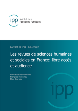 Les Revues De Sciences Humaines Et Sociales En France: Libre Accès Et Audience