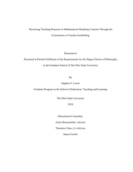 1 Theorizing Teaching Practices in Mathematical Modeling Contexts