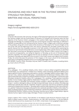 Gregory LEIGHTON – Crusading and Holy War in the Teutonic Order's