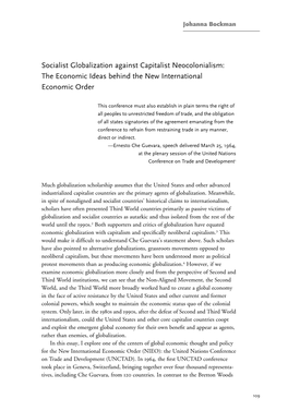 Socialist Globalization Against Capitalist Neocolonialism: the Economic Ideas Behind the New International Economic Order