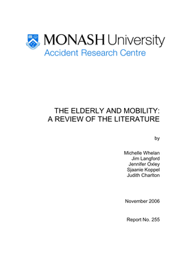 The Elderly and Mobility: a Review of the Literature