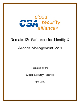 Domain 12: Guidance for Identity & Access Management V2.1