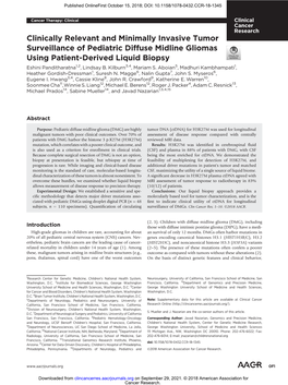 Clinically Relevant and Minimally Invasive Tumor Surveillance Of