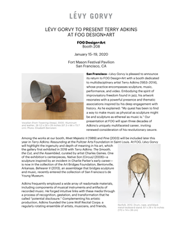 Lévy Gorvy to Present Terry Adkins at Fog Design+Art