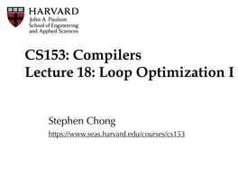 Loop Optimization I